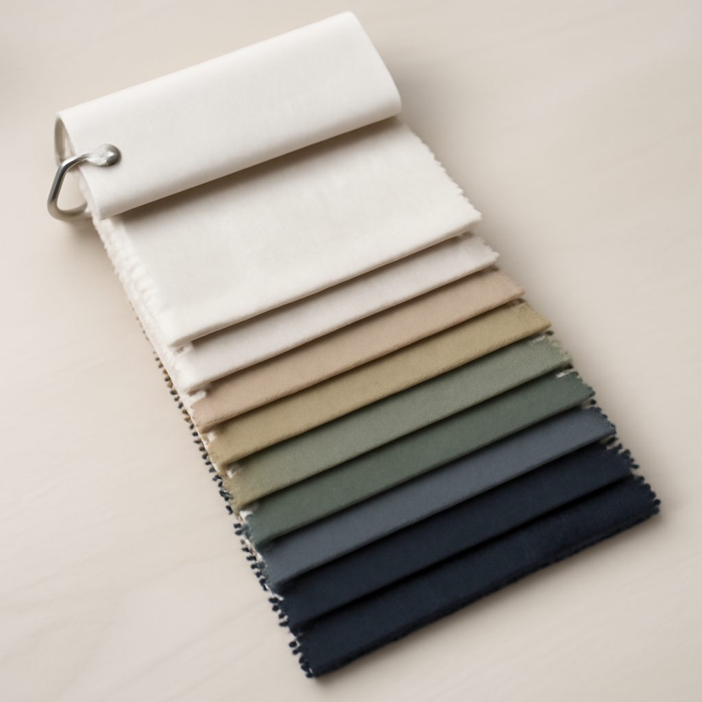 Палитра образцов тканей для пошива штор на заказ