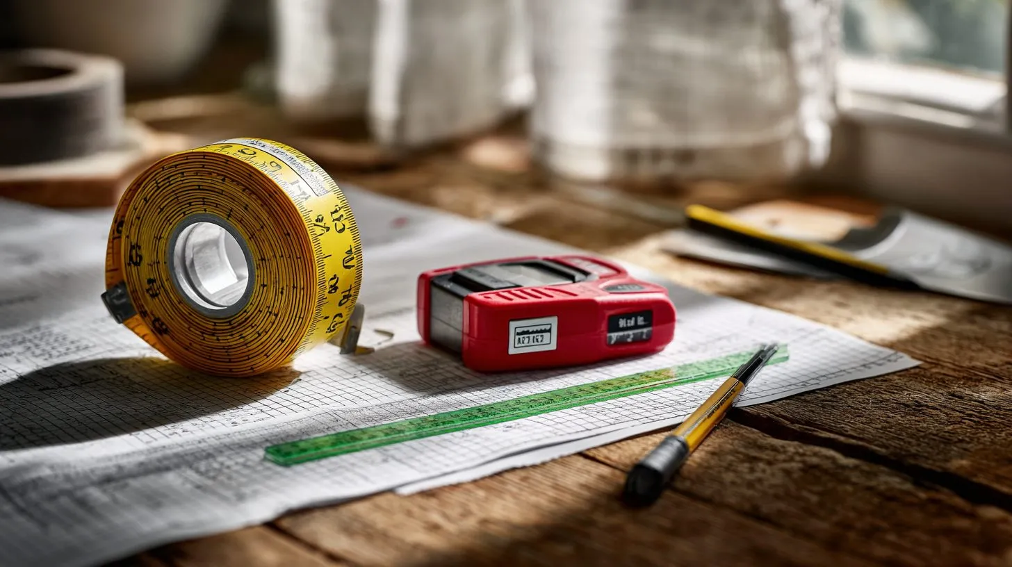 Инструменты для замера рулонных штор: рулетка и лазерный уровень