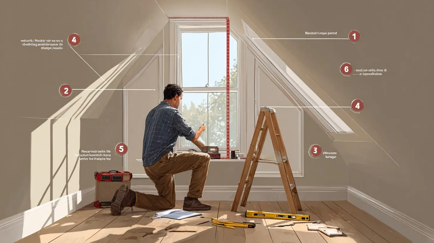 Пошаговый процесс замера рулонных штор на наклонном окне