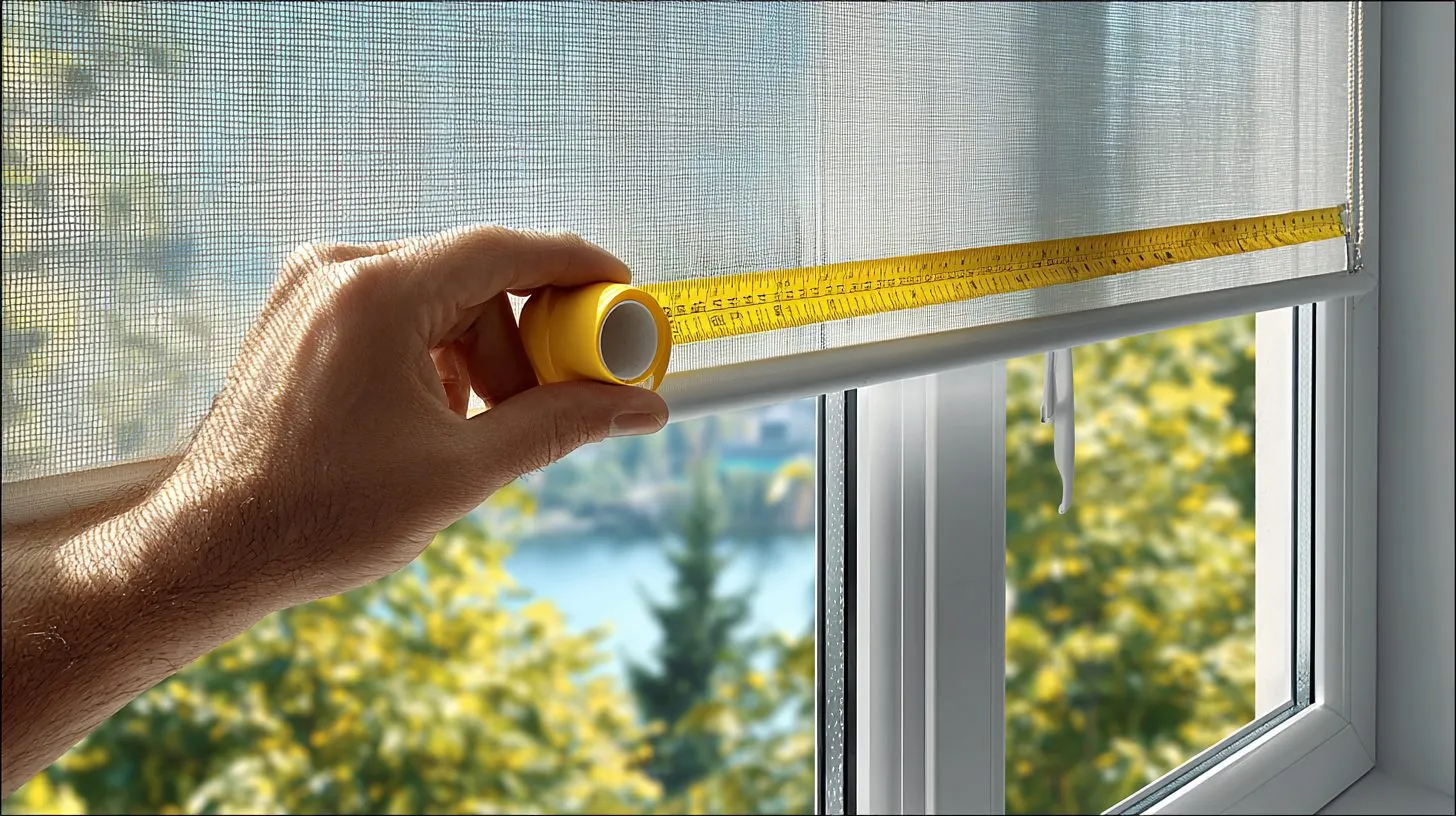 Замер ширины рулонных штор на пластиковой раме окна