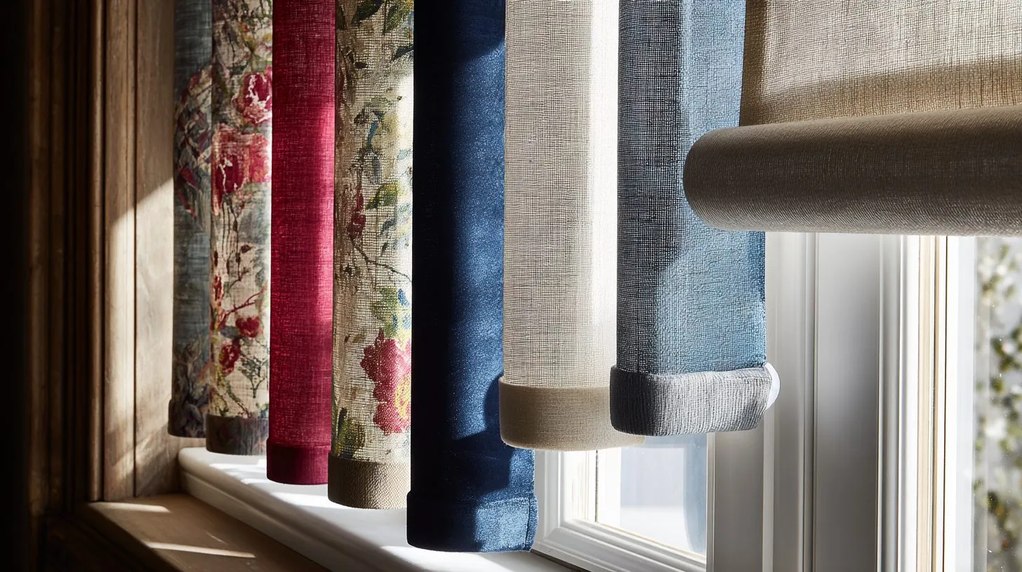 Различные ткани для рулонных штор на пластиковых окнах