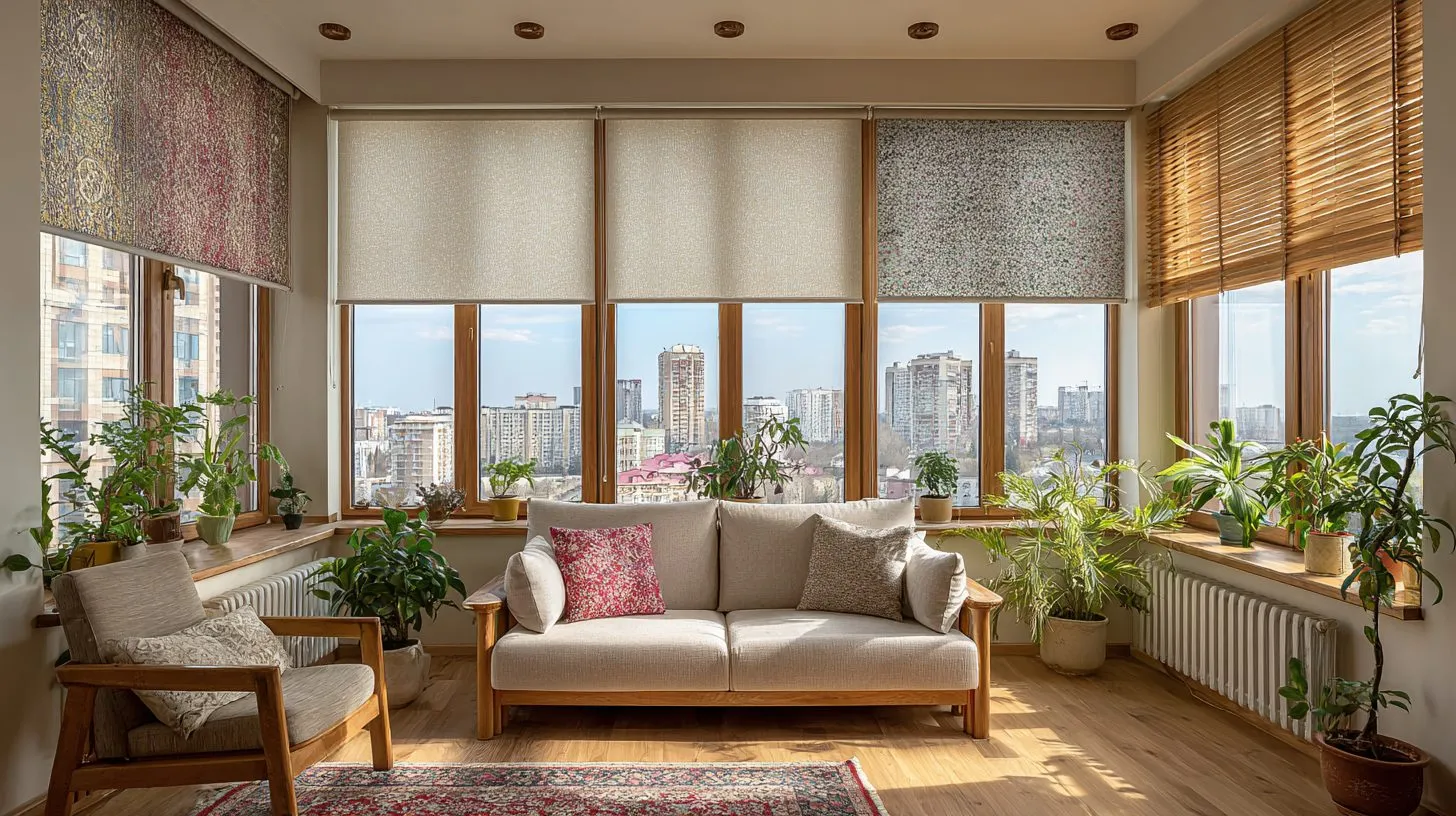 Различные варианты рулонных штор для окон в российской квартире