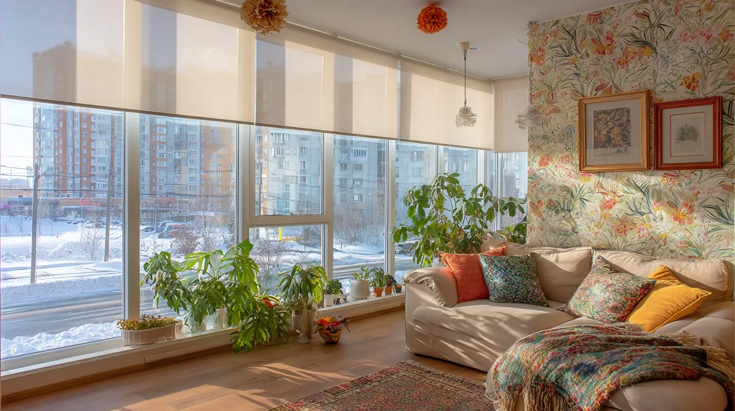 Разные типы рулонных штор в интерьере российской квартиры