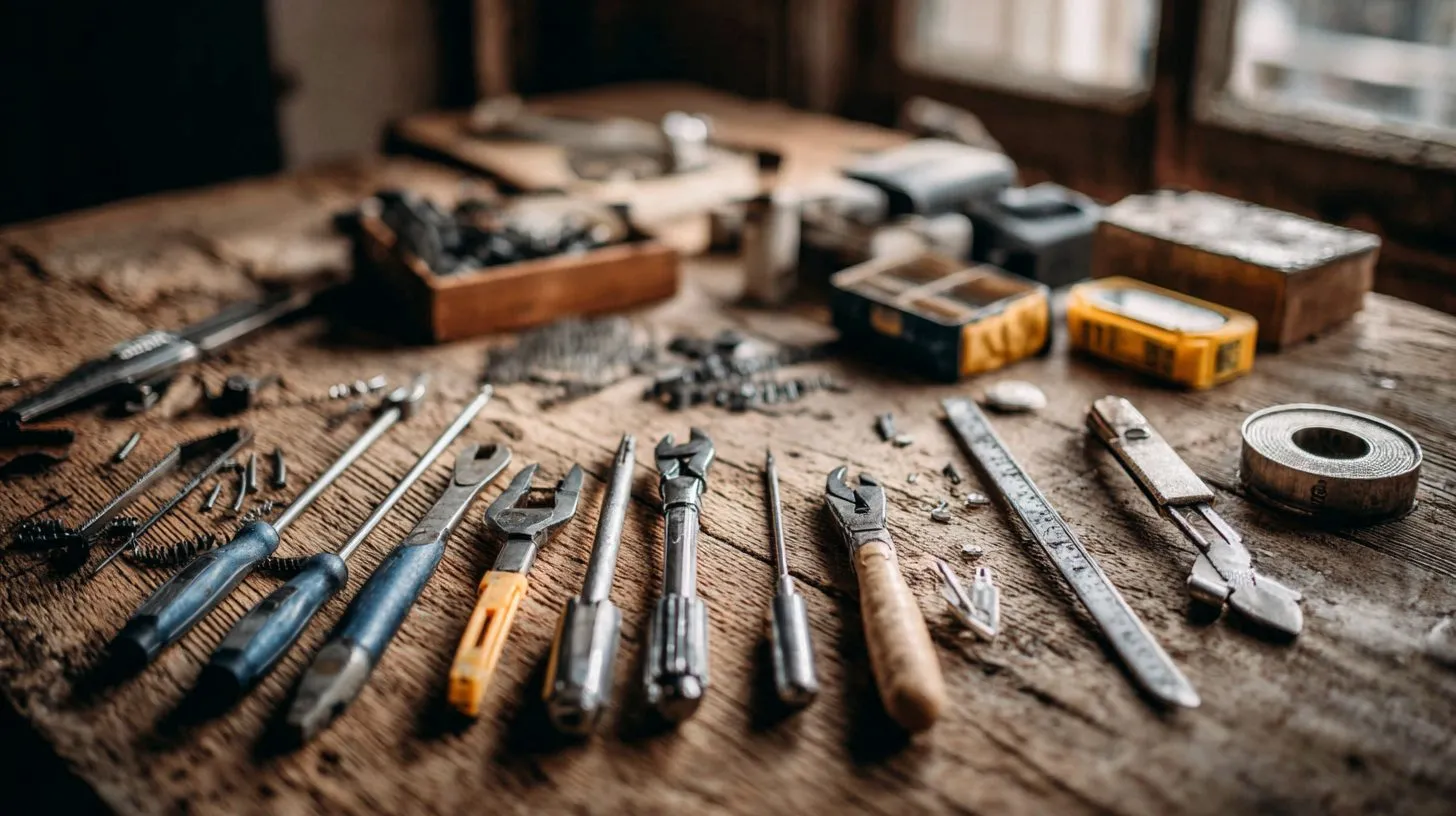 Инструменты для разборки рулонных штор на столе