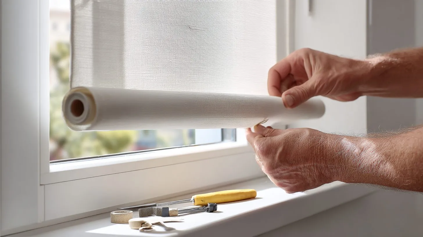 Процесс замены полотна в рулонных шторах на пластиковом окне