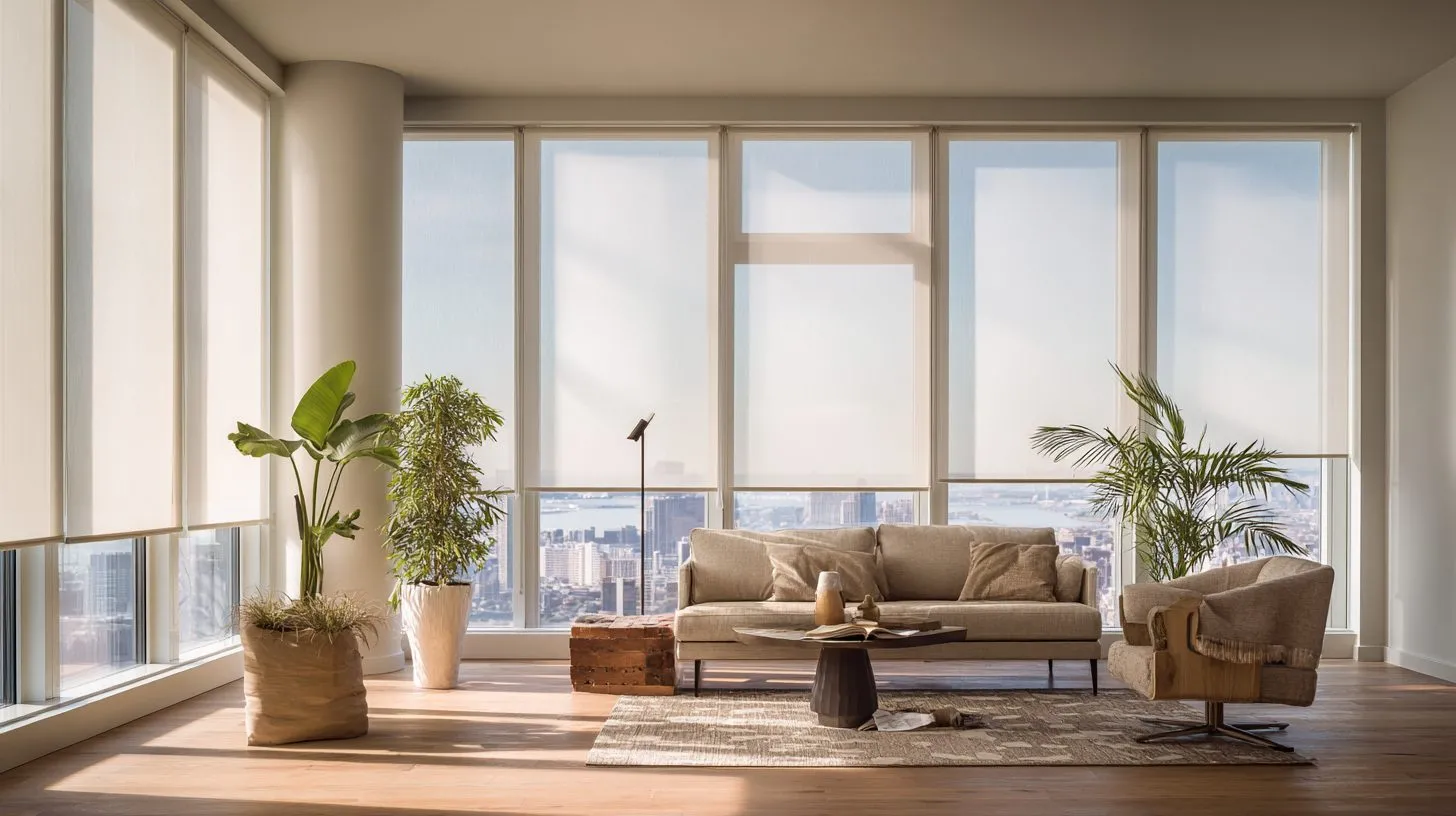 Различные варианты рулонных штор кассетного типа в интерьере