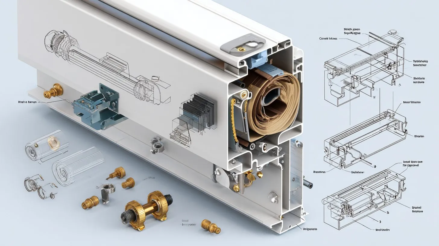 Схема конструкции рулонных штор кассетного типа на пластиковом окне
