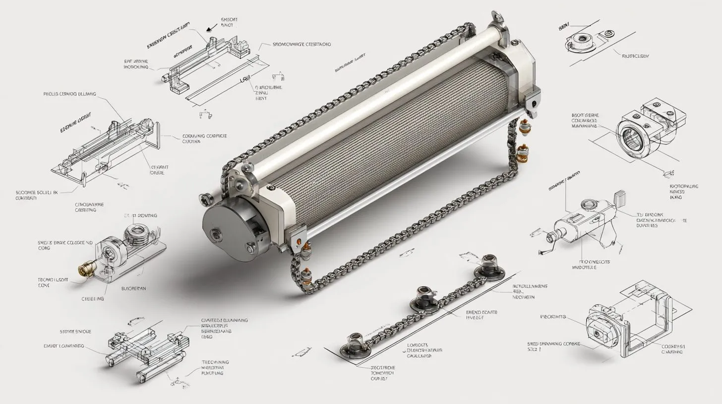 Схема конструкции рулонной шторы с цепочкой управления