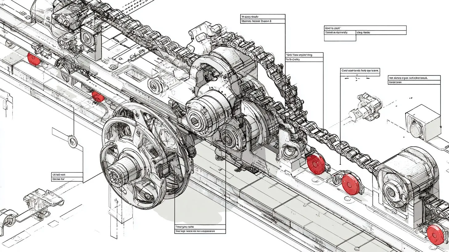 Схема цепочного механизма рулонных штор с указанием изношенных частей