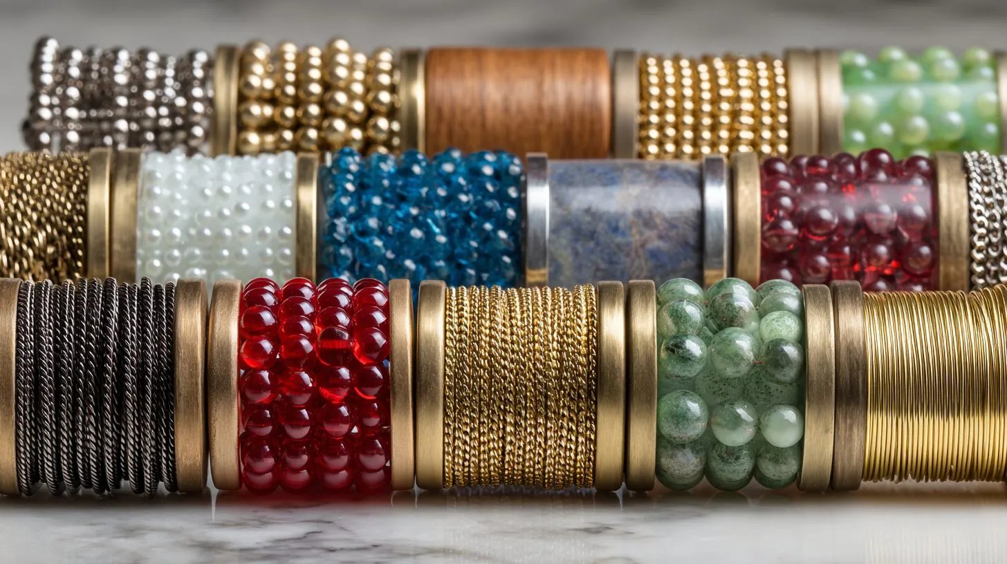 Ассортимент цепочек для рулонных штор разных типов и материалов