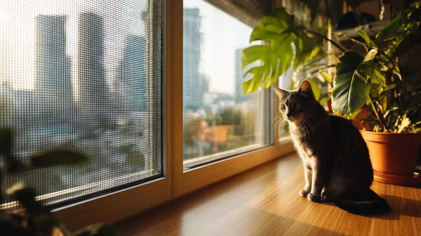 Сетка антикошка на окне квартиры