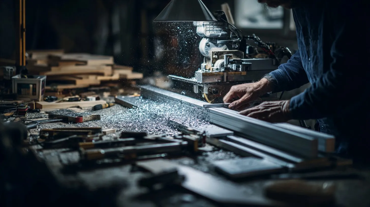 Процесс резки алюминиевого профиля для рамы москитной сетки