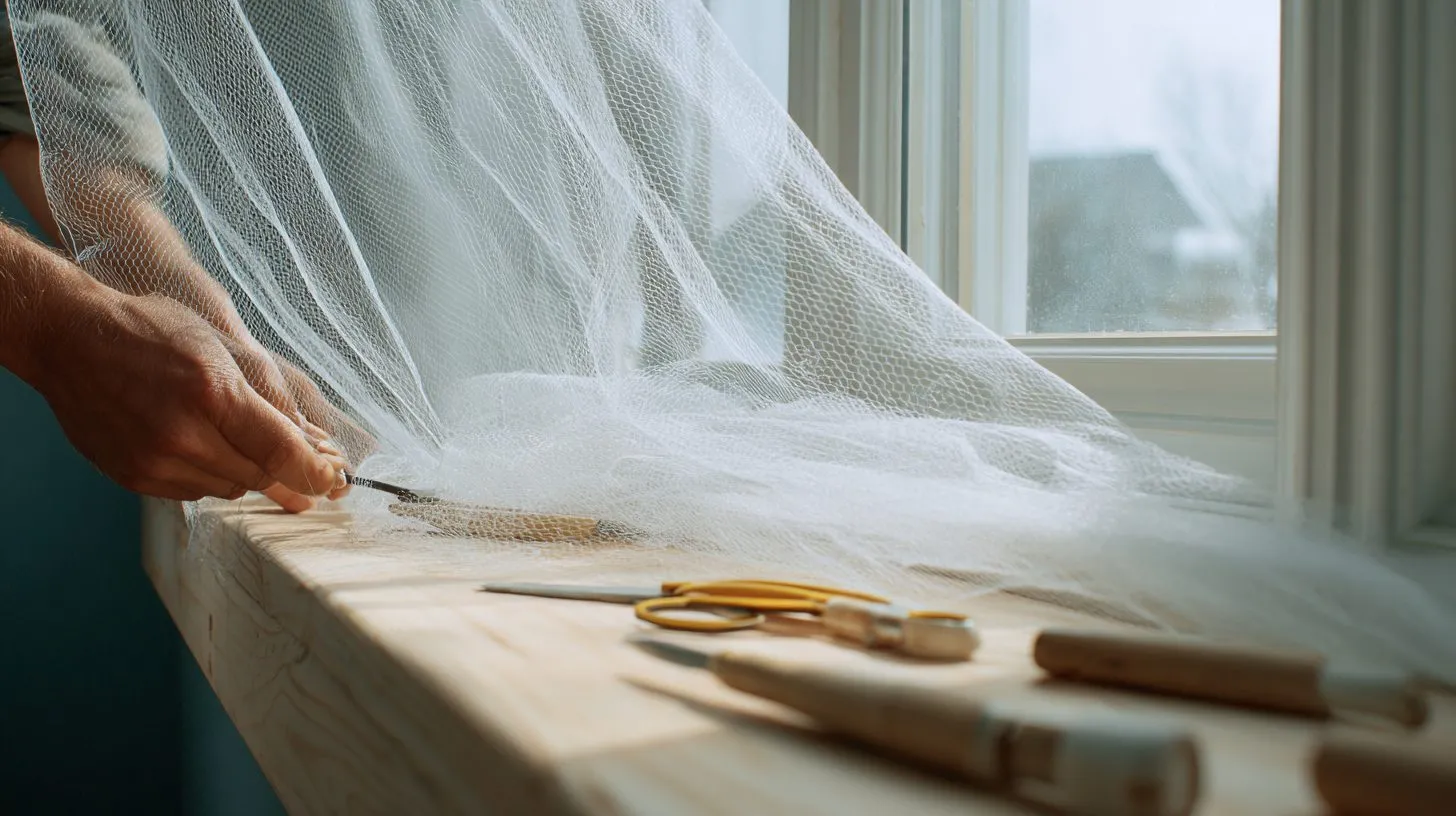 Установка перетянутой москитной сетки в оконный проем