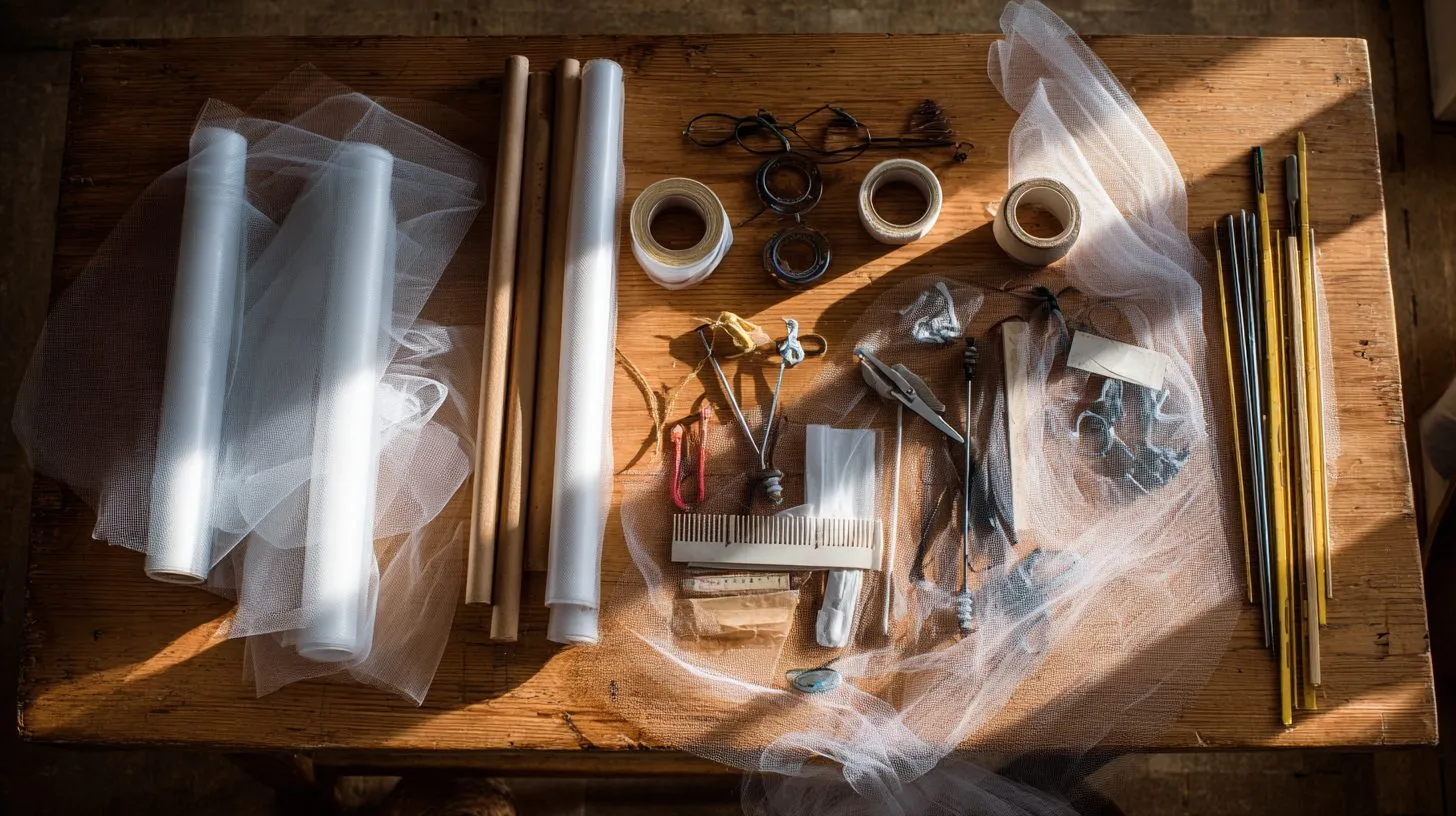 Материалы для москитной сетки на столе