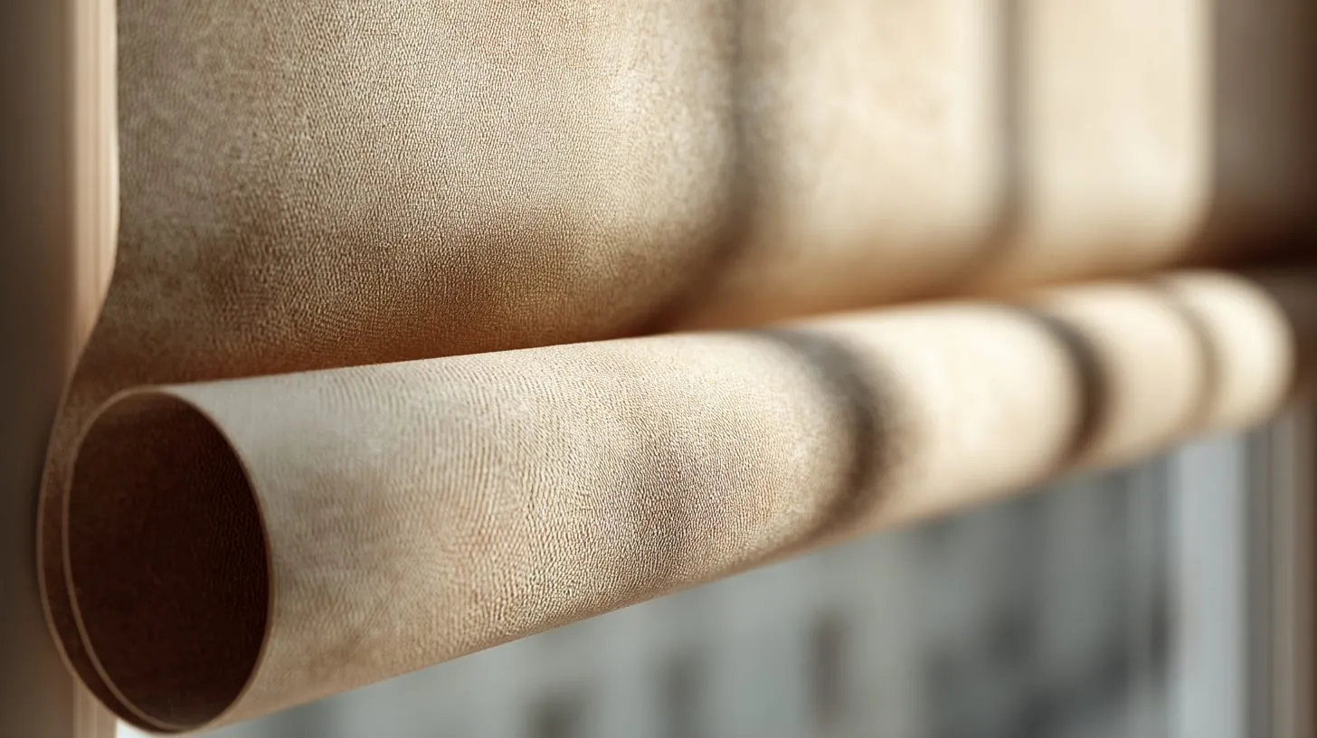 Рулонные шторы в сложенном виде перед чисткой