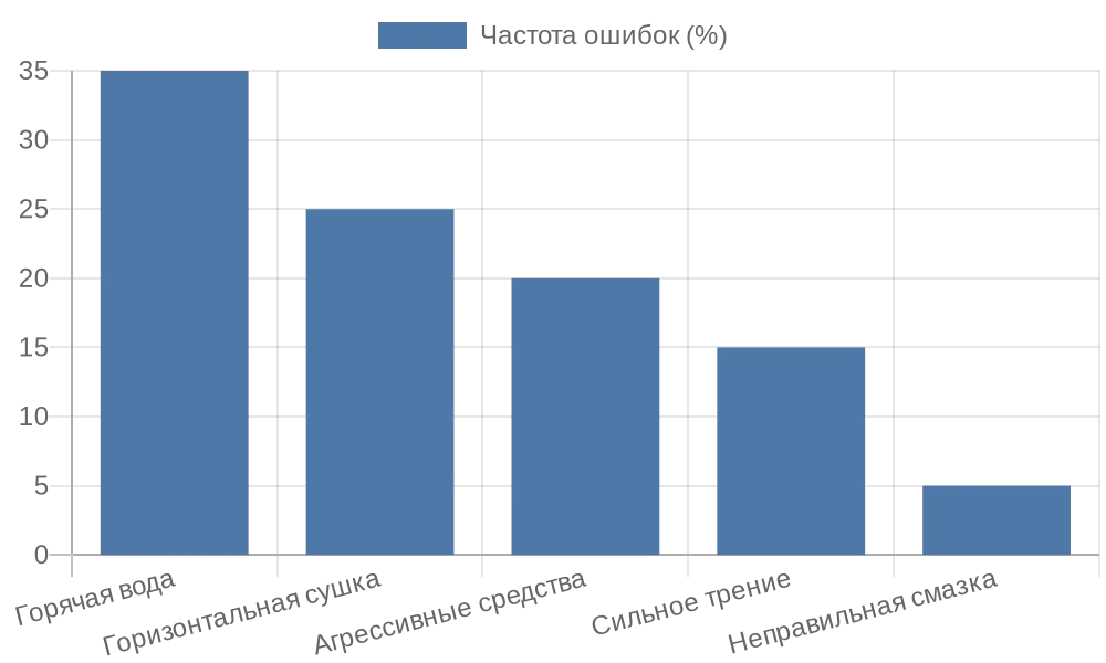 Диаграмма распространенных ошибок при чистке рулонных штор
