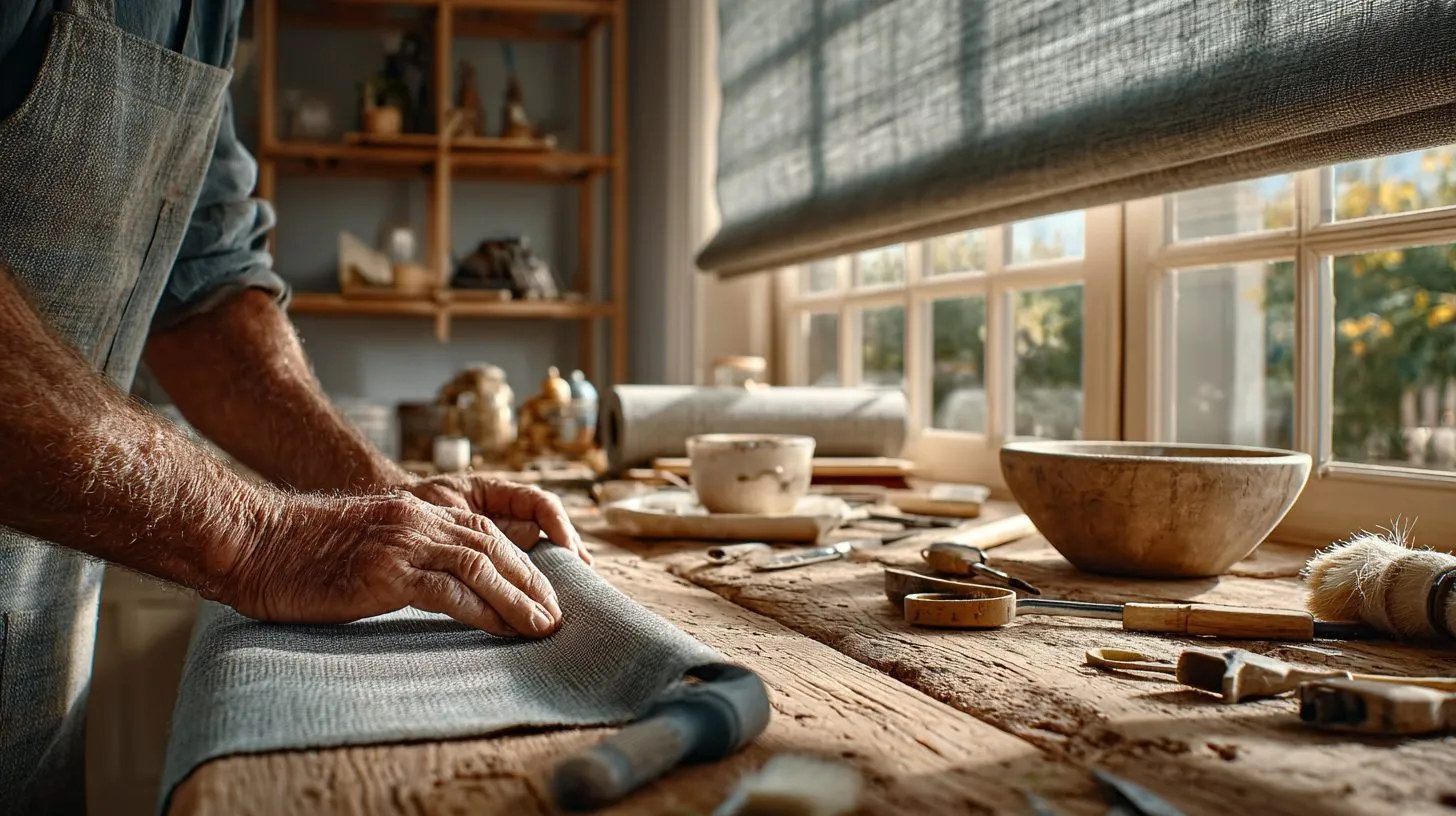 Процесс демонтажа и подготовки рулонных штор к чистке