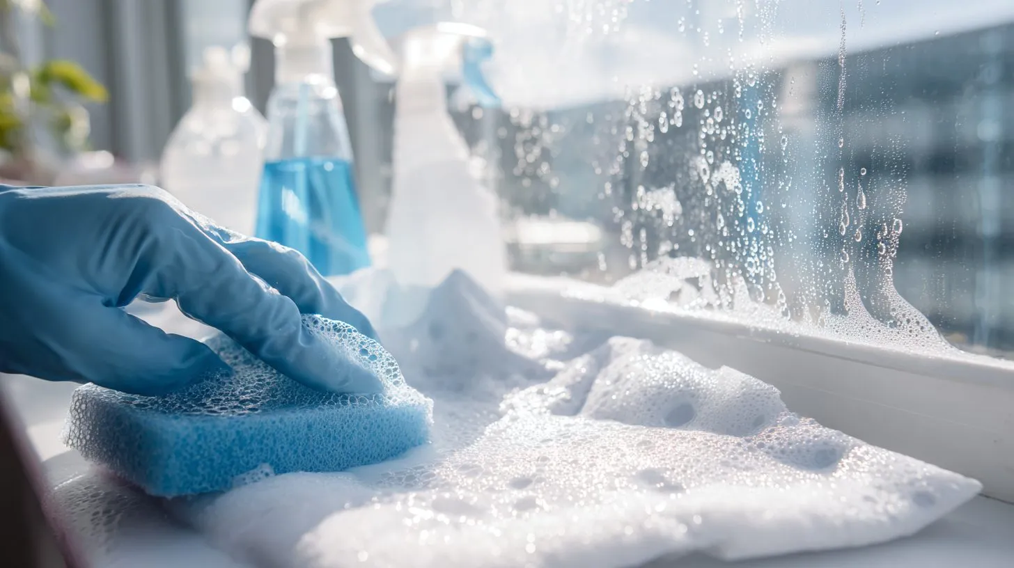 Процесс влажной чистки рулонных штор от пятен