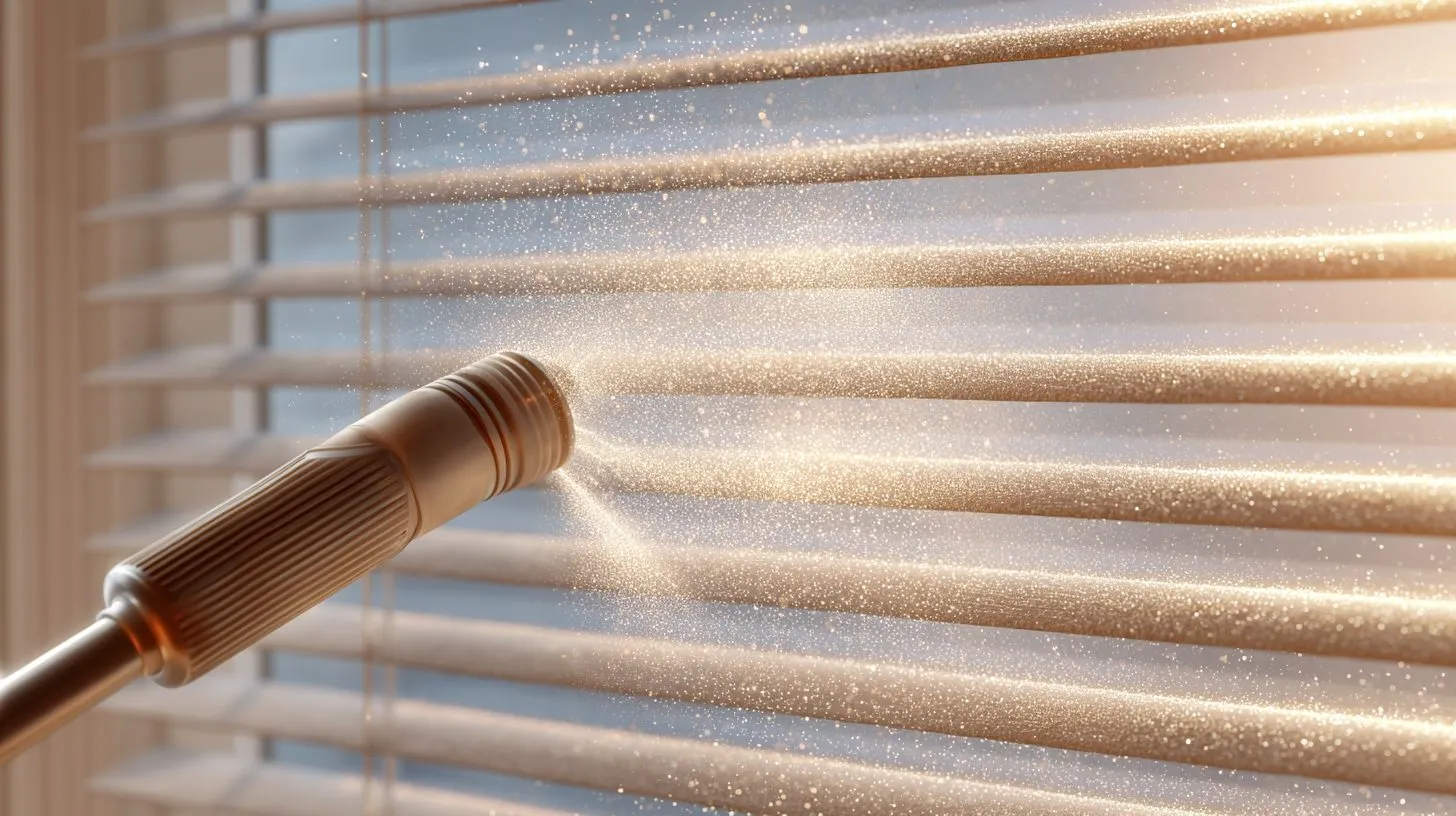 Процесс сухой чистки рулонных штор пылесосом