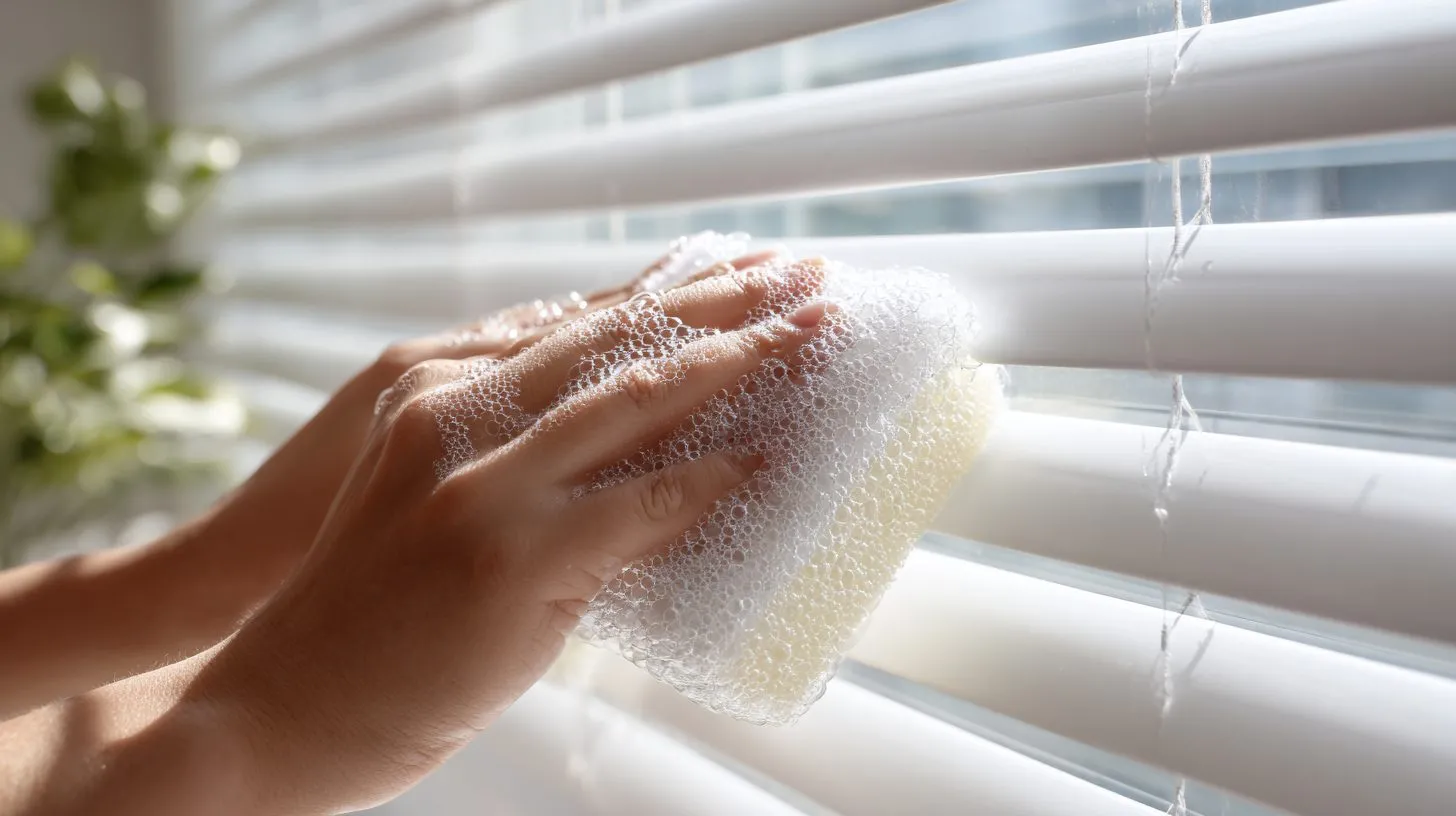 Ручная чистка рулонных штор губкой и раствором