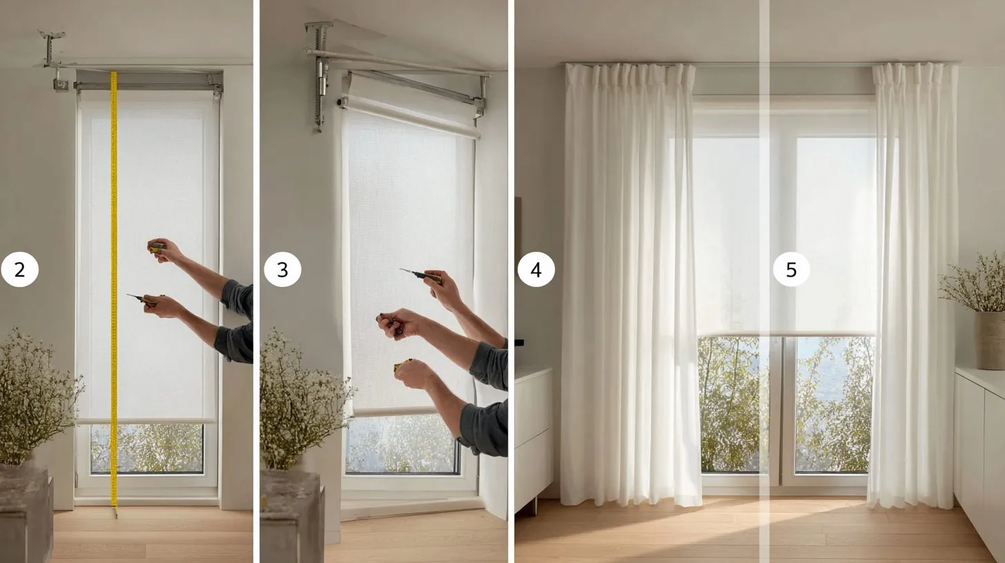 Пошаговый монтаж рулонных шторов на окно