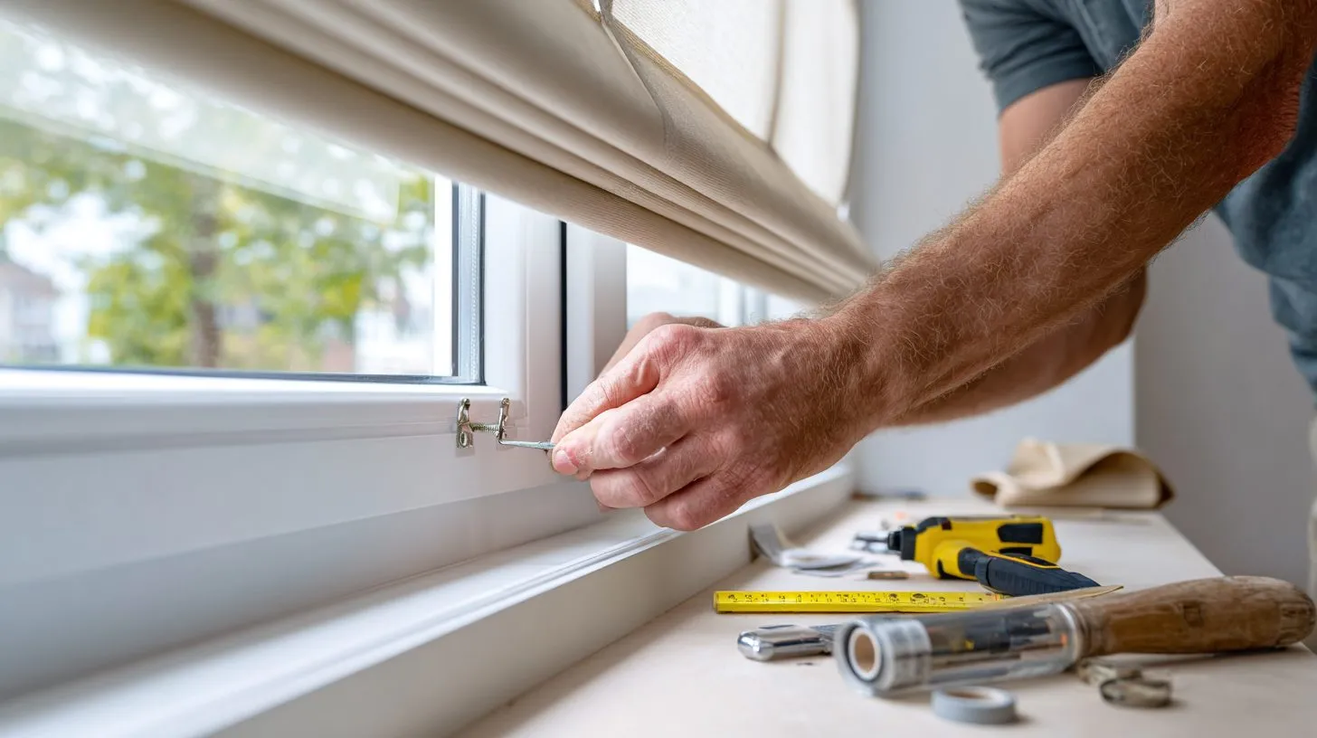 Процесс монтажа рулонных штор на пластиковое окно