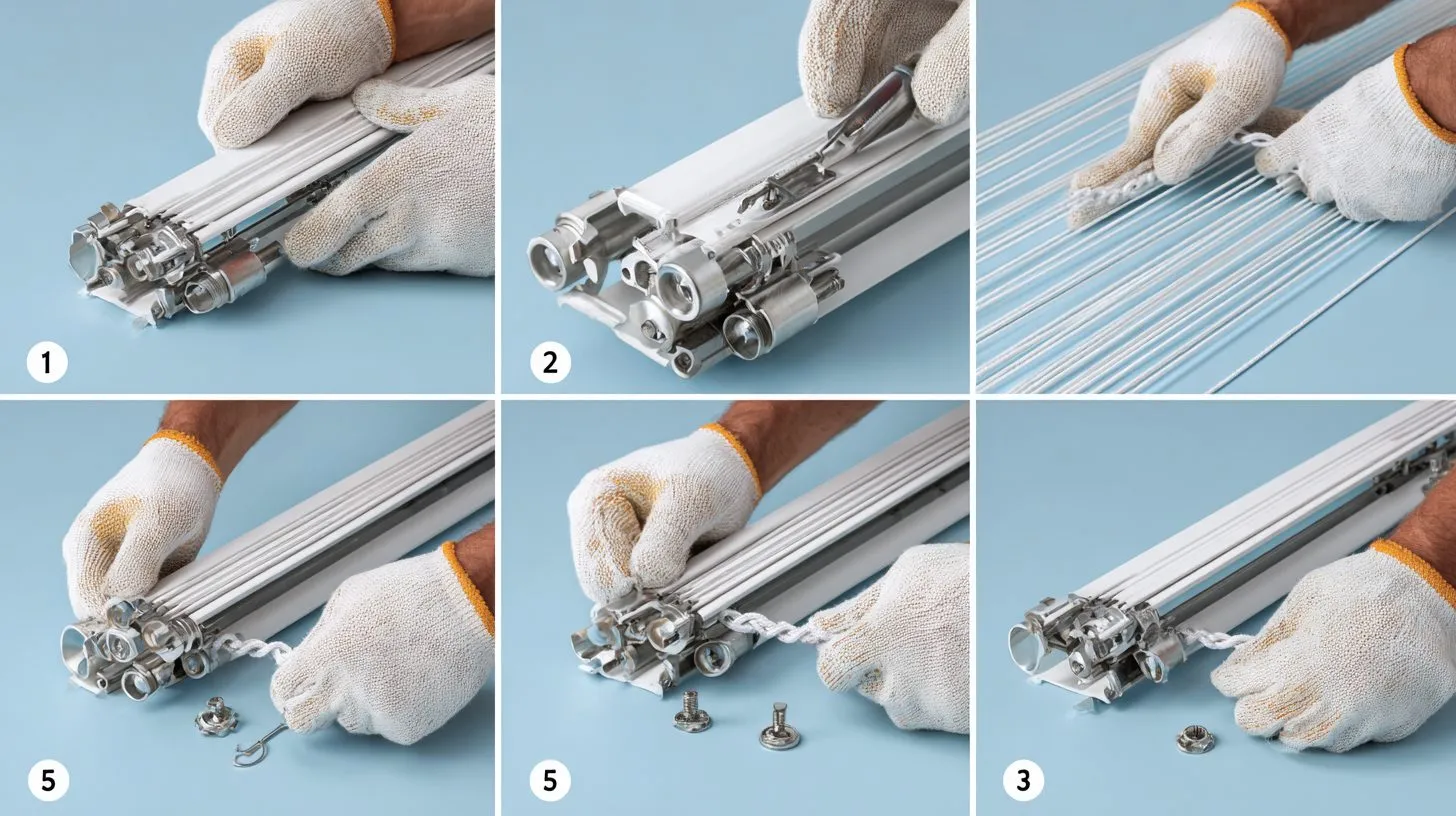 Пошаговая схема монтажа лески на рулонные шторы