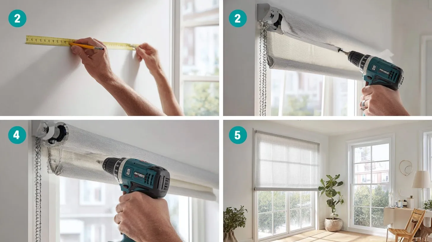 Этапы монтажа рулонных штор на стену