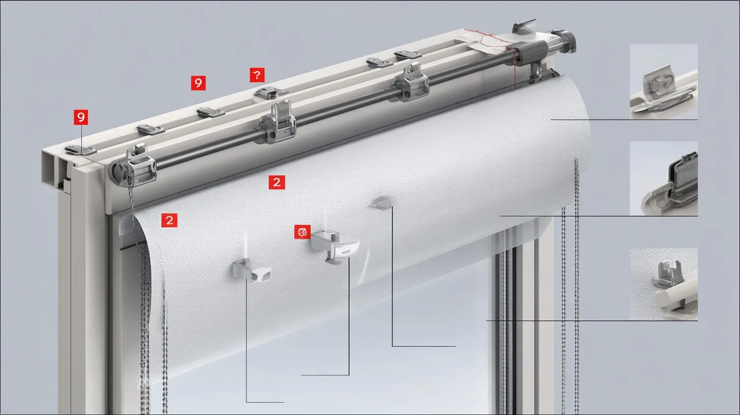 Схема крепления рулонных штор на пластиковое окно