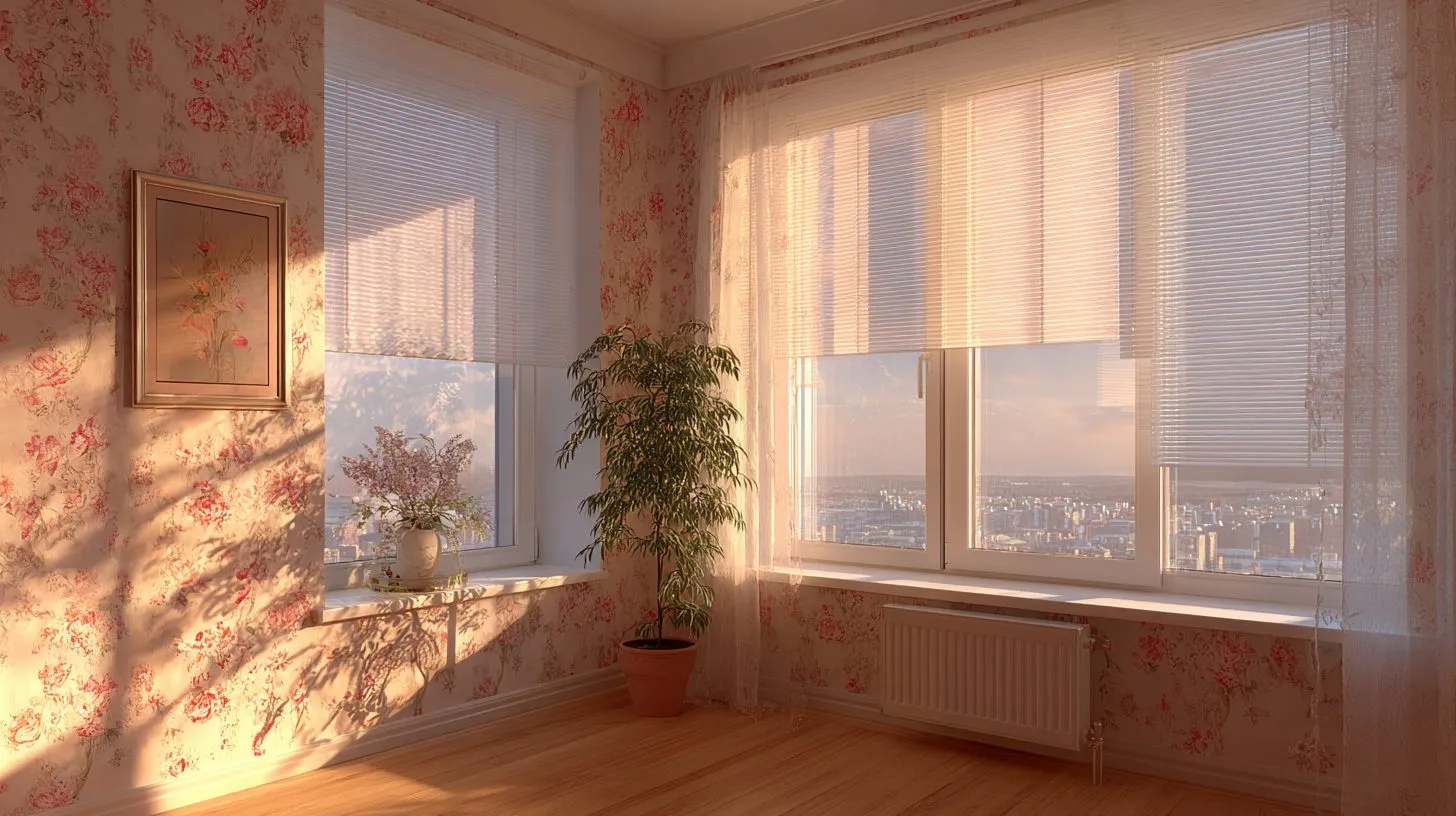 Рулонные шторы на пластиковом окне в российской квартире