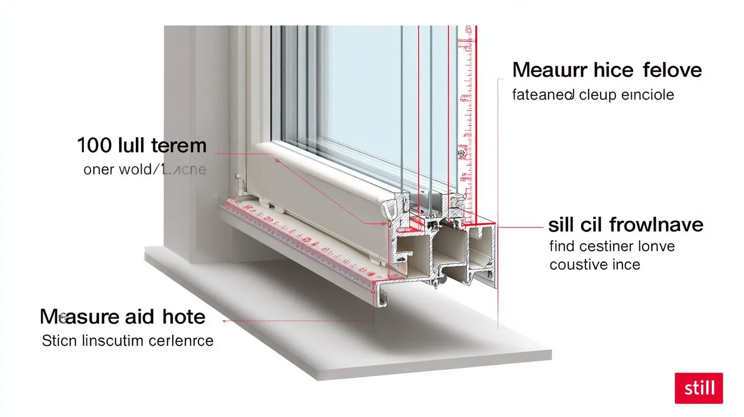 Схема замера высоты окна для рулонных штор с учетом подоконника